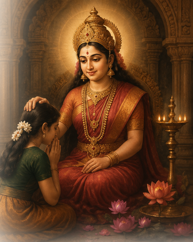 அம்பாளின் அருகில் சிறுமி